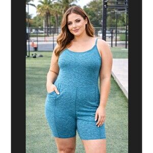 Torrid Active Romper 1X Blue Soft Performance Jersey Wicking Outdoor Workout NWT